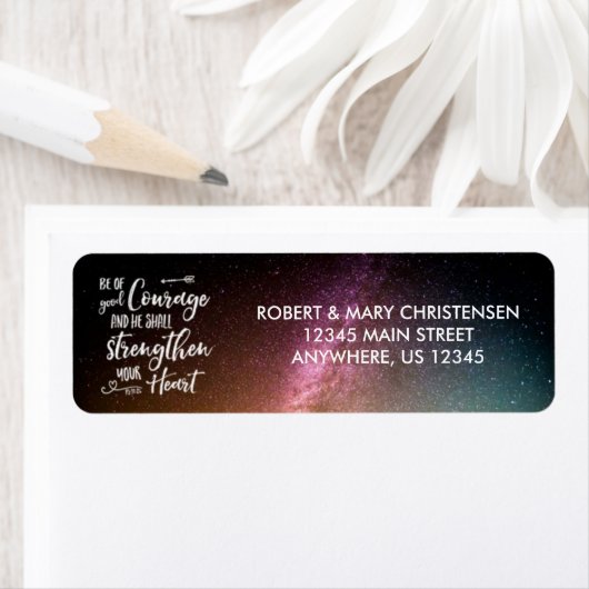 Wees van goede moed - Psalm 31:24 Etiket (Insitu)