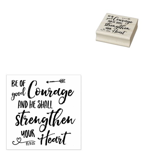 Wees van goede moed - Psalm 31:24 Rubberstempel (Gestempeld)