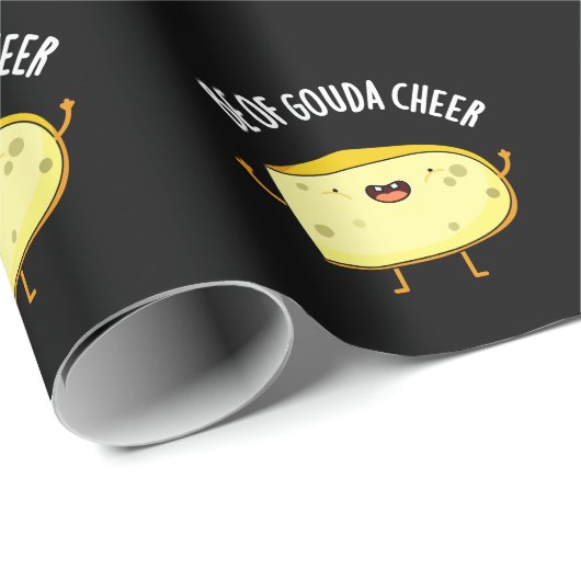 Wees van Gouda Cheer Funny Cheese Pun Dark BG Cadeaupapier (Rol Hoek)
