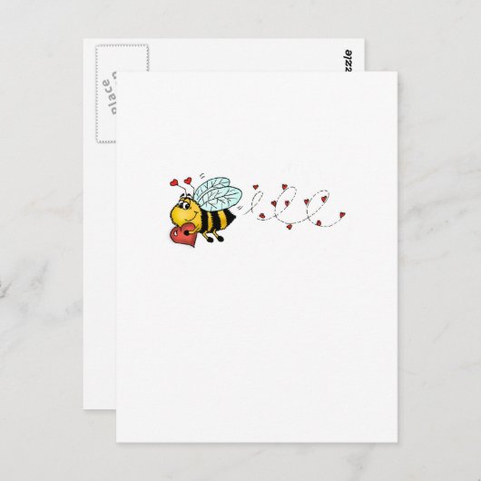 Wees van mij - Cute Bee houdt een hart vast Briefkaart (Voorkant / Achterkant)