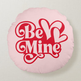 Wees Van Mij Gepersonaliseerde Retro Roze Valentij Rond Kussen