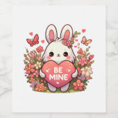 wees van mij, grappig konijn valentijn liefde wijn etiket (Enkel label)