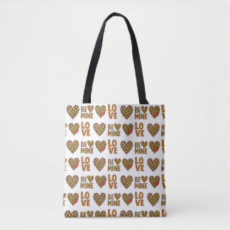 Wees Van Mij, Mijn Valentijn Luipaardprint Tote Bag