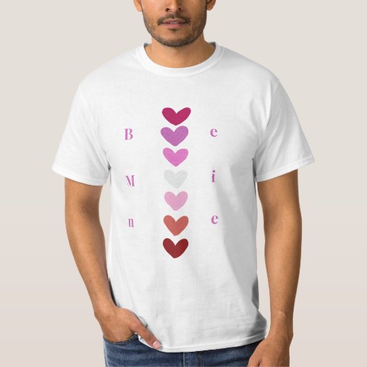 Wees Van Mij Minimale Hart Stack Valentijn T-Shirt (Voorkant)