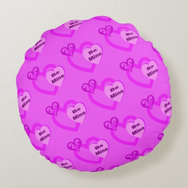 Wees Van Mij Roze Valentijnsdag  Rond Kussen (Achterkant)