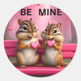 Wees van mij schattige eekhoorns en harten ronde sticker