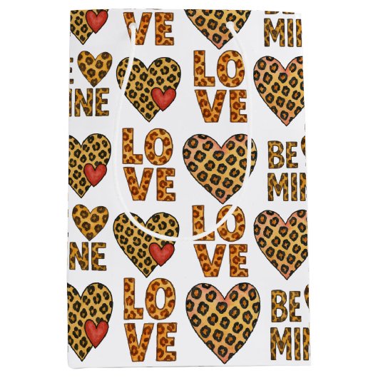 Wees van mij valentijnsdag cheetah print cadeautas (Voorkant)