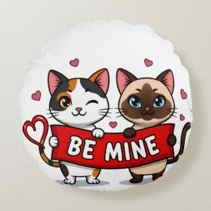 WEES VAN MIJ Valentijnsdagkatten Knuffelkatjes m Rond Kussen