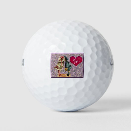 "Wees van mij" Zoete Nostalgische Valentijn Golfballen (Voorkant)