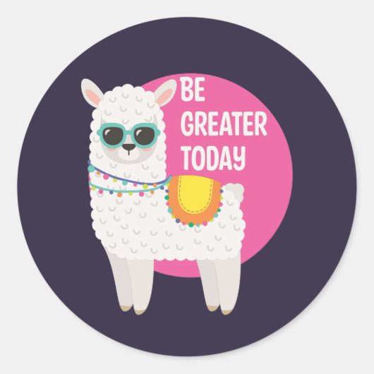 Wees vandaag nog groter Llama draagt zonnesbril Ro Ronde Sticker (Voorkant)