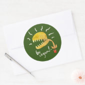 Wees veganistisch grappig venus vliegenval cartoon ronde sticker (Envelop)
