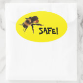Wees veilig! Honingbij op Geel Ovale Sticker (Tas)
