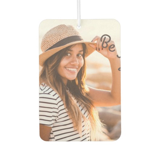 Wees veilig onderschrift en gepersonaliseerde foto luchtverfrisser (Voorkant)