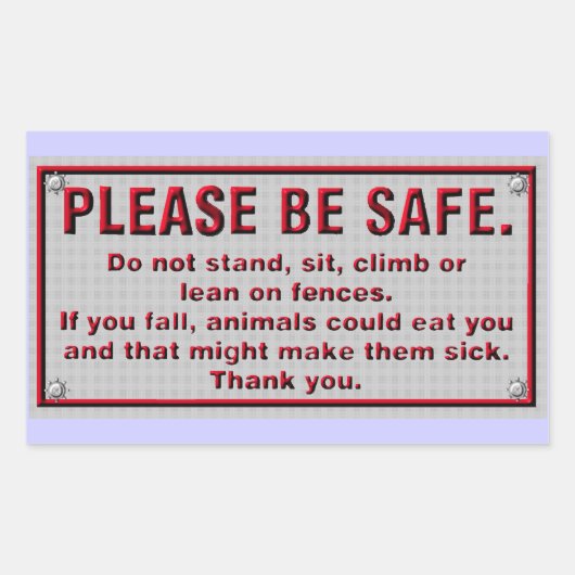 Wees veilig rechthoekige sticker (Voorkant)