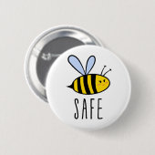 Wees veilig, schattige bijen ronde button 5,7 cm (Voorkant /achterkant)