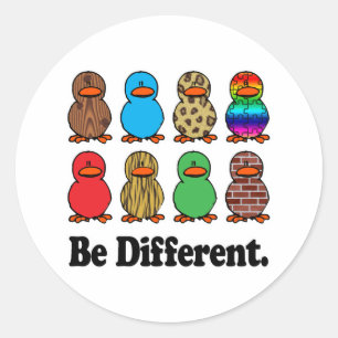 Wees Verschillende Eenden Ronde Sticker