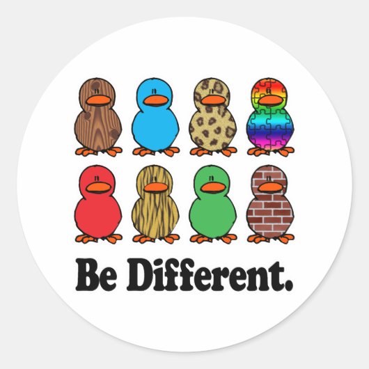 Wees Verschillende Eenden Ronde Sticker (Voorkant)