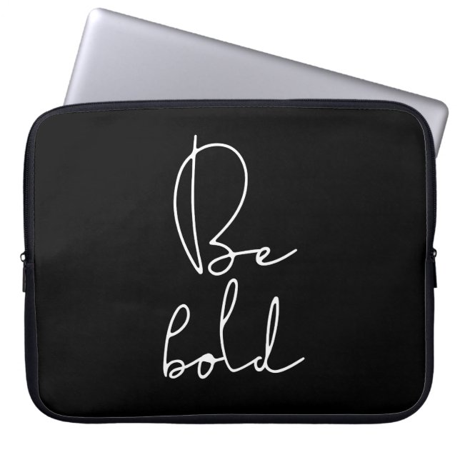 Wees vet wit lettertype laptop sleeve (Voorkant)