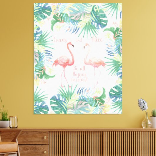 Wees voor altijd gelukkig! Sprookje Twee Roze Flam Canvas Afdruk (Insitu (Woonkamer))