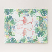 Wees voor altijd gelukkig! Sprookje Twee Roze Flam Legpuzzel (Horizontaal)