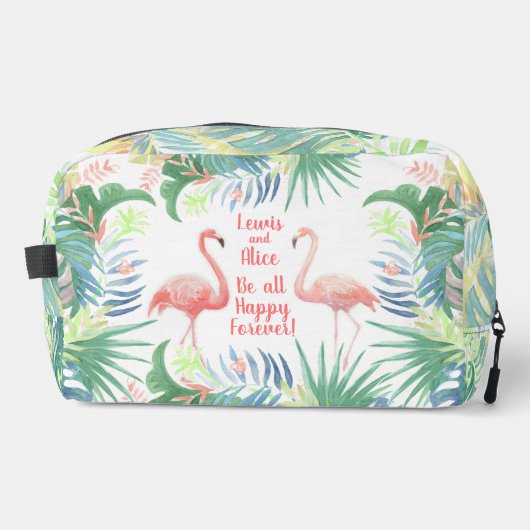 Wees voor altijd gelukkig! Sprookje Twee Roze Flam Toilettasje (Voorkant)