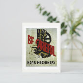 Wees voorzichtig bij machines - WPA Safety Poster Briefkaart (Staand voorkant)