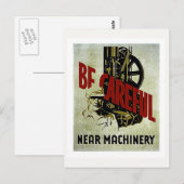 Wees voorzichtig bij machines - WPA Safety Poster Briefkaart (Voorkant / Achterkant)
