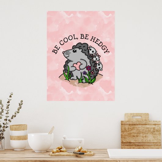 Wees voorzichtig | Cute Hand-getrokken egel Poster (Keuken)