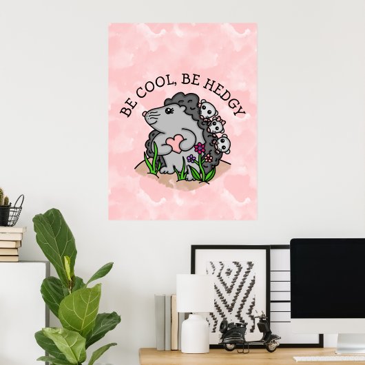 Wees voorzichtig | Cute Hand-getrokken egel Poster (Thuiskantoor)