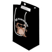 Wees voorzichtig Geweldige Dog Pun Dark BG Klein Cadeauzakje (Voorkant Gekanteld)