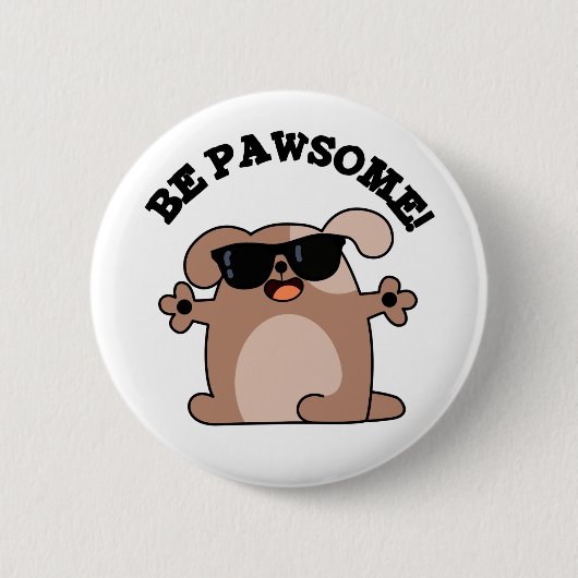 Wees voorzichtig Geweldige Dog Pun Ronde Button 5,7 Cm (Voorkant)