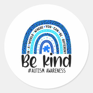 Wees voorzichtig met Autisme Kies Kindness Leopard Ronde Sticker