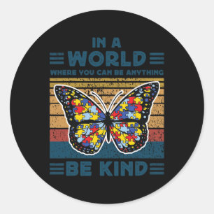 Wees voorzichtig met Autisme Puzzle Butterfly Kies Ronde Sticker