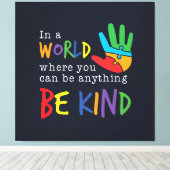 Wees voorzichtig met Autisme Puzzle Hand Canvas Afdruk (Insitu (Houten vloer))