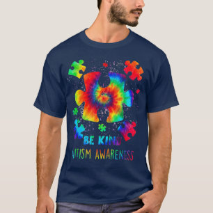 Wees voorzichtig met Autisme Tie Dye Puzzle Piece  T-shirt