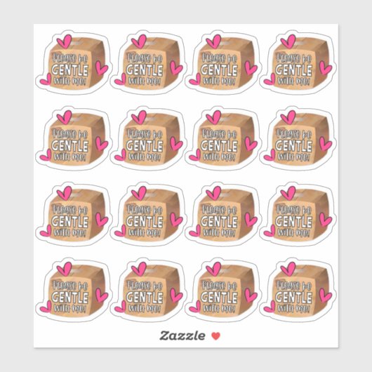 Wees voorzichtig met de compacte doos voor uw bedr sticker (Vel)