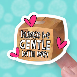 Wees voorzichtig met de compacte doos voor uw bedr sticker