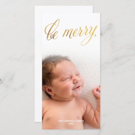 Wees voorzichtig met Folie Gold Script | Vakantie Feestdagenkaart (Voorkant / Achterkant)