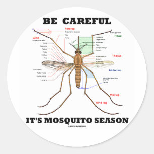 Wees voorzichtig met het mosquitoseizoen (muggenan ronde sticker