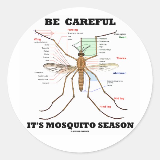 Wees voorzichtig met het mosquitoseizoen (muggenan ronde sticker (Voorkant)