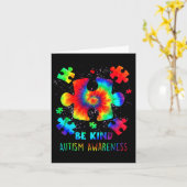 Wees voorzichtig met puzzelstukjes Tie Dye Autisme Kaart (Gele Bloem)