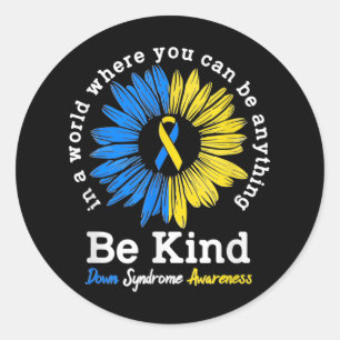 Wees voorzichtig met Syndrome Ribbon Sunflower K Ronde Sticker