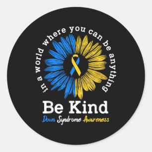 Wees voorzichtig met Syndrome Ribbon Sunflower K Ronde Sticker