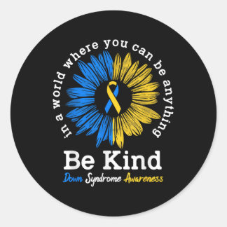 Wees voorzichtig met Syndrome Ribbon Sunflower K Ronde Sticker