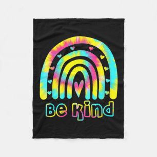 Wees voorzichtig met Tie Dye Rainbow Kindness Auti Fleece Deken
