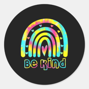 Wees voorzichtig met Tie Dye Rainbow Kindness Auti Ronde Sticker