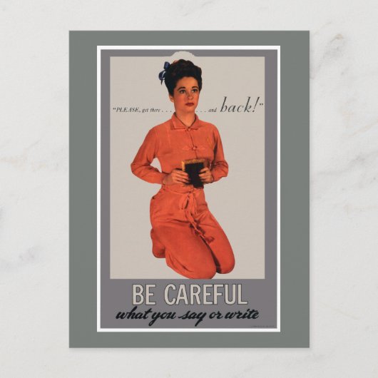 Wees voorzichtig met wat je zegt en schrijf briefkaart (Voorkant)