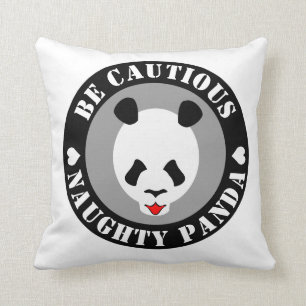 Wees voorzichtig Naught Panda Kussen
