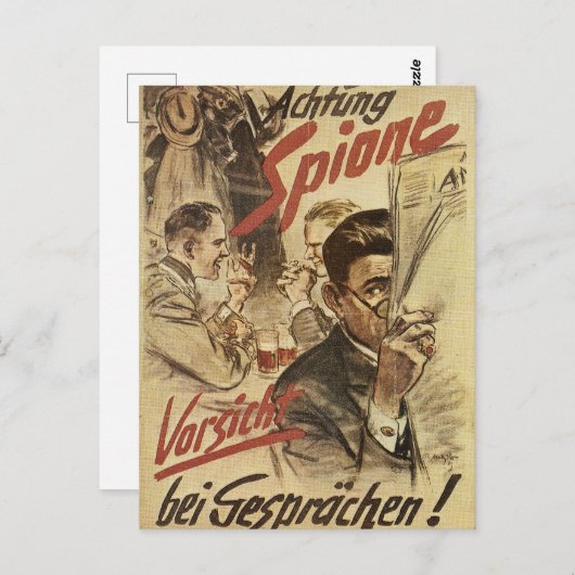 Wees voorzichtig - spionageposter briefkaart (Voorkant / Achterkant)