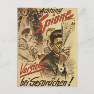 Wees voorzichtig - spionageposter briefkaart